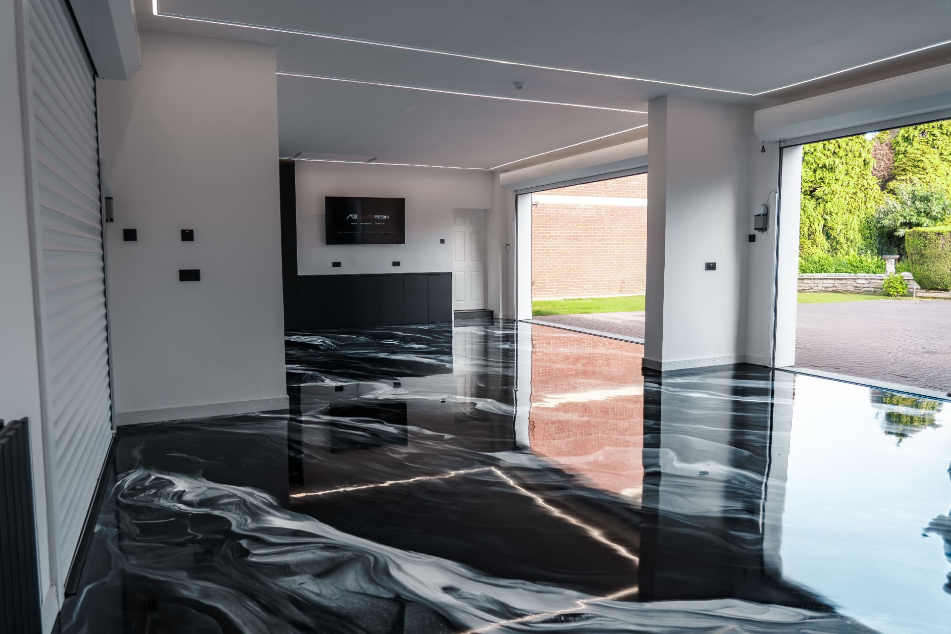 Premium home hallway resin floor detail.